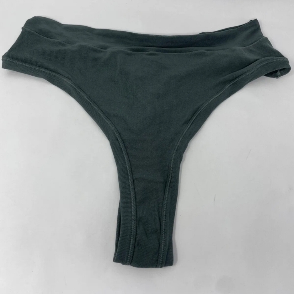 Skims Women SUMMER MESH MID WAIST THONG (ONYX/DEEP SEA):THONG 4X